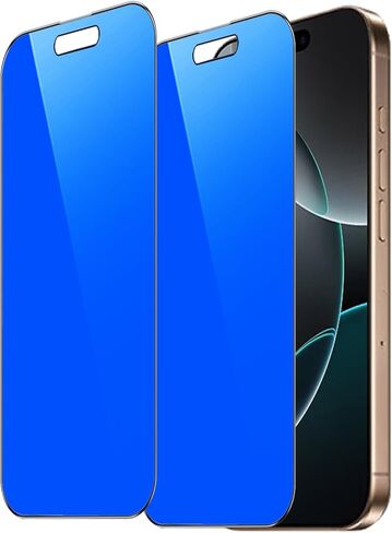 قطعتان من الزجاج المقوى للخصوصية لهاتف iPhone 13 / iPhone 13 Pro/iPhone 14 مقاس 6.1 بوصة واقي شاشة مضاد للأزرق ومضاد للتجسس باللون الأزرق in Kuwait