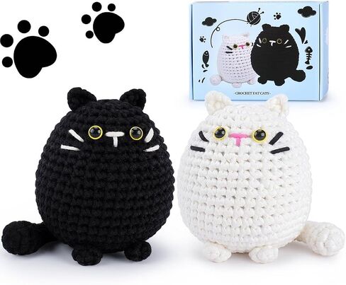Cat Crochet Kit for Beginners-3PCS Cats Crochet Kits for Adults Kids, Crochet Starter Kit with Step-by-Step Video Tutorials,Crochet Animal Kits Knitting Kit DIY Craft Learn to Crochet Kits for Adults in Saudi Arabia