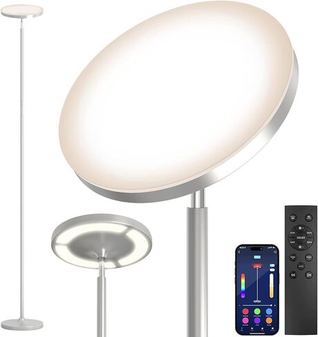 Keepsmile Double Side Lighting Led Floor Lamp with Remote Smart App 36W/2600LM Bright Tall Standing RGB Floor Lamp Angle Multicolor Dimmable Modern Floor Lamps for Livingroom Bedroom Office in Kuwait