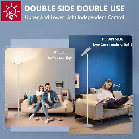 Keepsmile Double Side Lighting Led Floor Lamp with Remote Smart App 36W/2600LM Bright Tall Standing RGB Floor Lamp Angle Multicolor Dimmable Modern Floor Lamps for Livingroom Bedroom Office in Kuwait