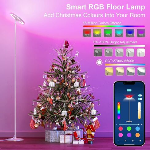 Keepsmile Double Side Lighting Led Floor Lamp with Remote Smart App 36W/2600LM Bright Tall Standing RGB Floor Lamp Angle Multicolor Dimmable Modern Floor Lamps for Livingroom Bedroom Office in Kuwait