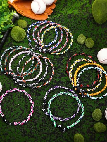 Mtlee 32 PCS Baseball Necklace Nylon Nylon Three Braded Cord ، Netclace Sportball Baseball Cord Netclace for Men Sports تحت عنوان ، 18 بوصة in Saudi Arabia
