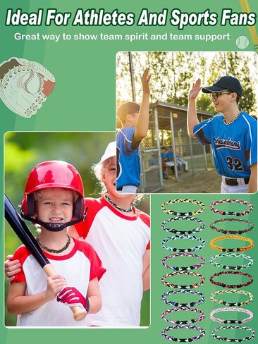 Mtlee 32 PCS Baseball Necklace Nylon Nylon Three Braded Cord ، Netclace Sportball Baseball Cord Netclace for Men Sports تحت عنوان ، 18 بوصة in Saudi Arabia