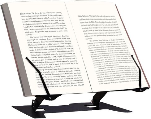 Book Stand for Reading, Book Holders for Reading Hands Free, Adjustable Foldable Cookbook Stand with Elastic Page Clips for Music Scores, Recipe, Tablet in Saudi Arabia
