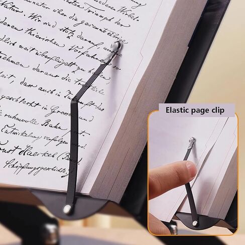 Book Stand for Reading, Book Holders for Reading Hands Free, Adjustable Foldable Cookbook Stand with Elastic Page Clips for Music Scores, Recipe, Tablet in Saudi Arabia