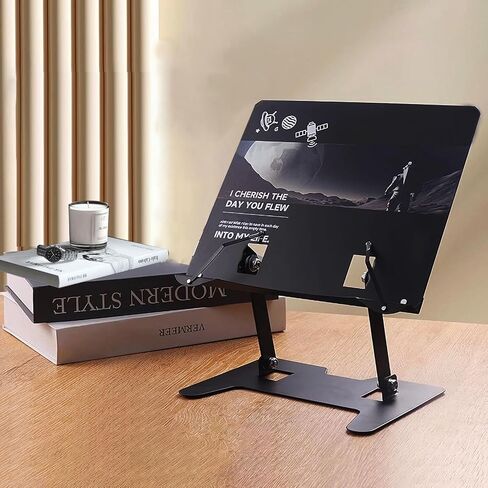 Book Stand for Reading, Book Holders for Reading Hands Free, Adjustable Foldable Cookbook Stand with Elastic Page Clips for Music Scores, Recipe, Tablet in Saudi Arabia