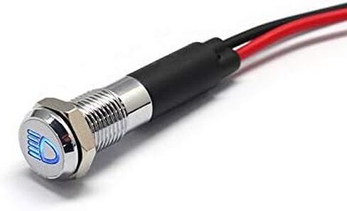 PL8MS 8mm 5/16" 12V LED Metal Signal Indicator Pilot Dash Light with Symbols (High Beam Indicator) in Kuwait