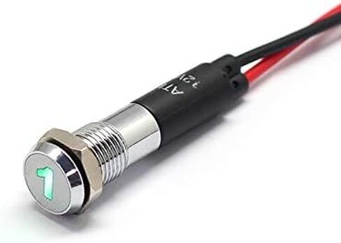 PL8MS 8mm 5/16" 12V LED Metal Signal Indicator Pilot Dash Light with Symbols (High Beam Indicator) in Kuwait