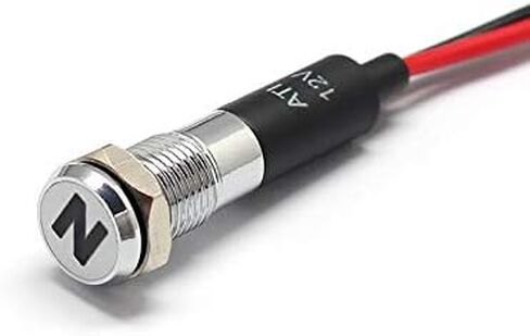 PL8MS 8mm 5/16" 12V LED Metal Signal Indicator Pilot Dash Light with Symbols (High Beam Indicator) in Kuwait