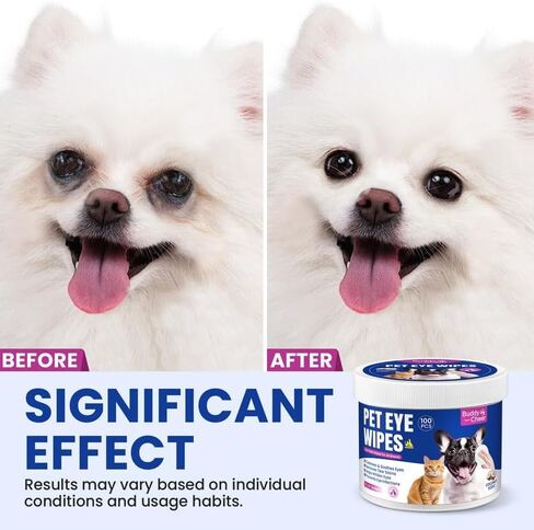 Hypoallergenic Eye Wipes for Pets – Safe & Natural Dog and Cat Eye Cleaning Pads with Plant Enzymes, Removes Dirt & Mucus (100 Wipes) in Kuwait