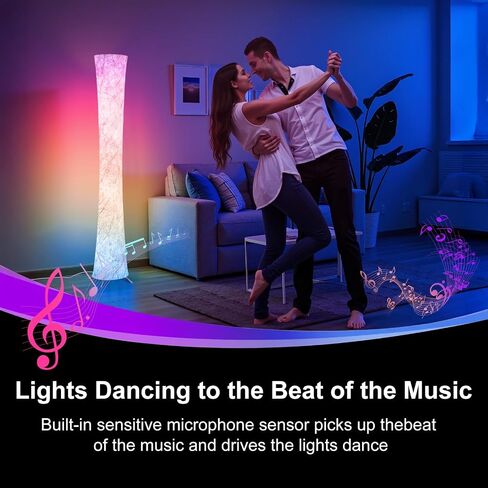 Floor Lamp, 61'' Smart RGB LED Corner Lamp with Music Sync and 16 Million DIY Colors, 3 Color Temperature, APP & Remote Control, Color Changing Standing Floor Lamp for Bedroom Living Room in Saudi Arabia