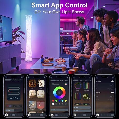Floor Lamp, 61'' Smart RGB LED Corner Lamp with Music Sync and 16 Million DIY Colors, 3 Color Temperature, APP & Remote Control, Color Changing Standing Floor Lamp for Bedroom Living Room in Saudi Arabia