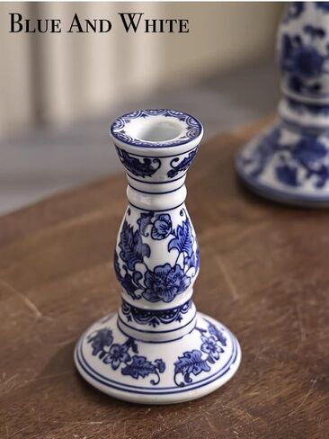 Blue and White Porcelain Ceramic House Candle Holder Chinese Traditonal Style Simple Home Candlestick Decoration Incense Stick (m) in Saudi Arabia