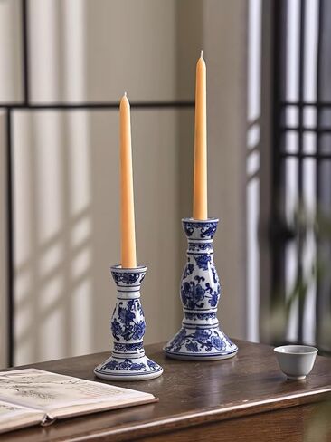 Blue and White Porcelain Ceramic House Candle Holder Chinese Traditonal Style Simple Home Candlestick Decoration Incense Stick (m) in Saudi Arabia