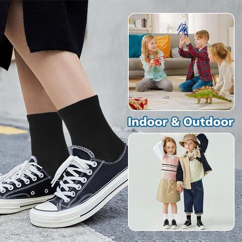 Kids Athletic Socks Crew Boys Girls 15 Pairs for Children School Sports Black White Grey Running Socks 3-12 Years in Saudi Arabia