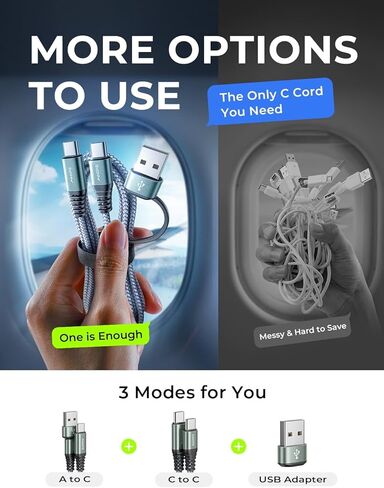 AINOPE USB C Cable 10FT,2 Pack USB C to USB C Cable New Nylon Braided USB C Charger Cable Fast Charging Cable for iPhone 15 Pro Max Plus, iPad Pro MacBook Air Pro 2020,Samsung Galaxy S23,Switch in Kuwait