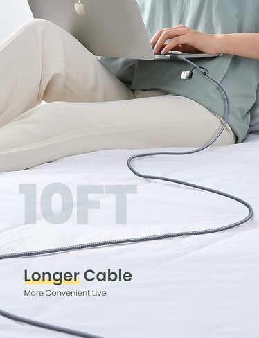 AINOPE USB C Cable 10FT,2 Pack USB C to USB C Cable New Nylon Braided USB C Charger Cable Fast Charging Cable for iPhone 15 Pro Max Plus, iPad Pro MacBook Air Pro 2020,Samsung Galaxy S23,Switch in Kuwait