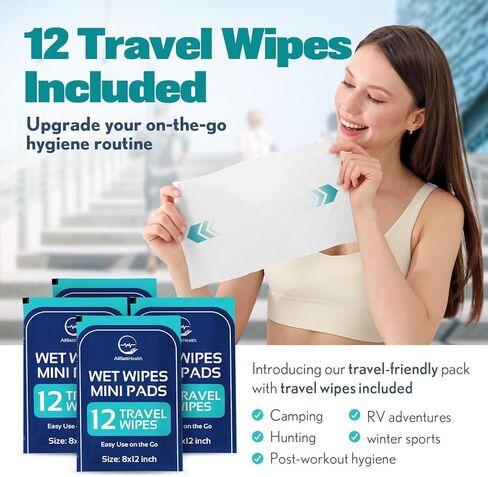 Body Wipes for Adults - XL Wet Wipes 8" x 12" (600 count) | Rinse Free Bathing Wipes - Wash Cloths for incontinence, Disposable Washcloths with Aloe Vera and Vitamin E - Camping, Elderly, Bathing in Kuwait