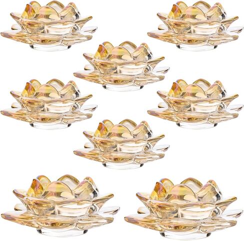GOLDEAL Lotus Tealight Candle Holders,Set of 8,Gold Glass,Tea Light Holders,Votive Candle Holders Bulk,Pillar Candle Holder for Wedding Party,Baby/Bride Shower Party,Bathroom,Home Table Centerpieces in Saudi Arabia