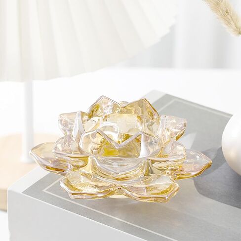 GOLDEAL Lotus Tealight Candle Holders,Set of 8,Gold Glass,Tea Light Holders,Votive Candle Holders Bulk,Pillar Candle Holder for Wedding Party,Baby/Bride Shower Party,Bathroom,Home Table Centerpieces in Saudi Arabia