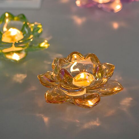 GOLDEAL Lotus Tealight Candle Holders,Set of 8,Gold Glass,Tea Light Holders,Votive Candle Holders Bulk,Pillar Candle Holder for Wedding Party,Baby/Bride Shower Party,Bathroom,Home Table Centerpieces in Saudi Arabia