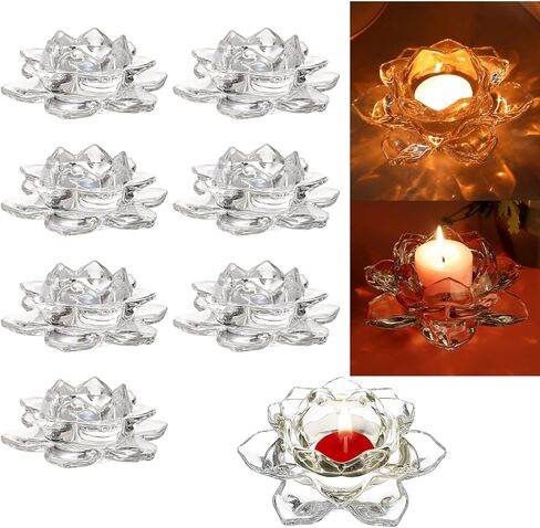 GOLDEAL Lotus Tealight Candle Holders,Set of 8,Gold Glass,Tea Light Holders,Votive Candle Holders Bulk,Pillar Candle Holder for Wedding Party,Baby/Bride Shower Party,Bathroom,Home Table Centerpieces in Saudi Arabia