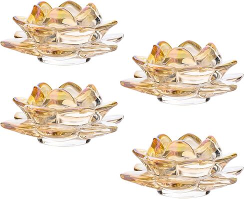 GOLDEAL Lotus Tealight Candle Holders,Set of 8,Gold Glass,Tea Light Holders,Votive Candle Holders Bulk,Pillar Candle Holder for Wedding Party,Baby/Bride Shower Party,Bathroom,Home Table Centerpieces in Saudi Arabia