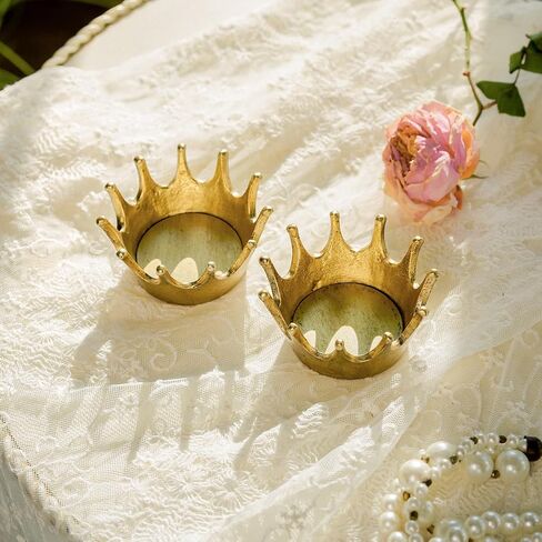 Nikky Home Gold Crown Tealight Candle Holdlers مجموعة من 2 ، زواج من طاولة الحفلات الزفاف ، وقف معدني مزخرف لشموع الشاي الخفيفة ، والشموع النذرية in Saudi Arabia