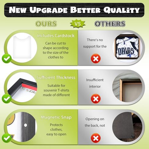 T Shirt Display Frame, 13" x 13" Black Wood T Shirt Frame with 98% UV Protection Acrylic, 1" Depth of Usable Space Shadow Box, Display Case for Shirts, Jerseys, Memorabilia in Kuwait