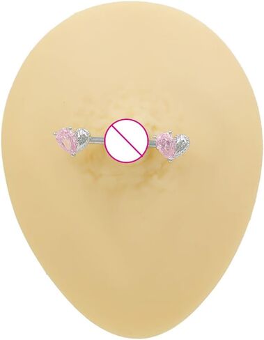 14G Pink CZ Heart Nipple Rings for Women Hypoallergenic Surgical Steel Nipplerings Nipple Barbell Shield Studs Dainty Nipple Piercing Jewelry in Saudi Arabia
