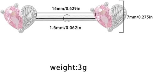 14G Pink CZ Heart Nipple Rings for Women Hypoallergenic Surgical Steel Nipplerings Nipple Barbell Shield Studs Dainty Nipple Piercing Jewelry in Saudi Arabia