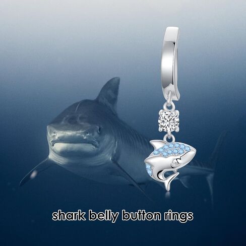 Butterfly Cross Shark Belly Button Ring 925 Sterling Silver Flaceer Belly Rings Dangle Dangle Ring Hypoallergenic Dietcing Percing Heiber Bely Healder for Women in Kuwait