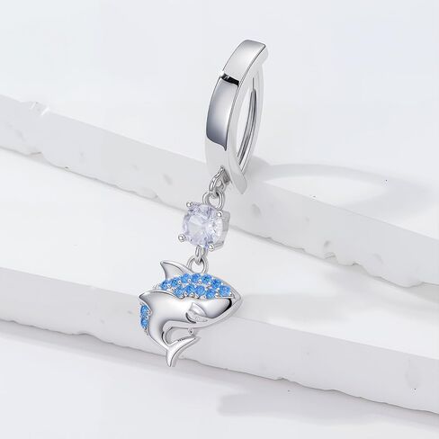 Butterfly Cross Shark Belly Button Ring 925 Sterling Silver Flaceer Belly Rings Dangle Dangle Ring Hypoallergenic Dietcing Percing Heiber Bely Healder for Women in Kuwait