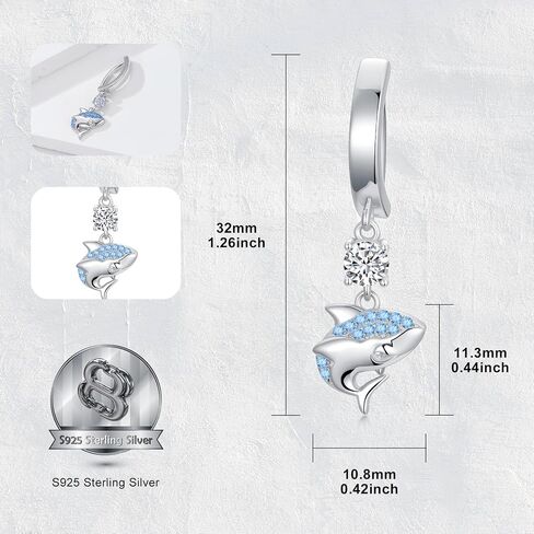 Butterfly Cross Shark Belly Button Ring 925 Sterling Silver Flaceer Belly Rings Dangle Dangle Ring Hypoallergenic Dietcing Percing Heiber Bely Healder for Women in Kuwait