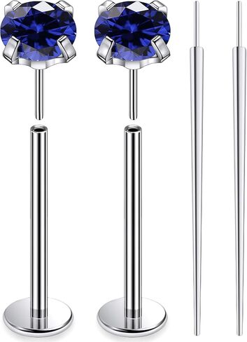 Ruifan ASTM F136 Titanium Cheek Piercing Jewelry Jewelry 16G 14G PUSHLONS PUSH في حلقات اللسان المسطحة Zirconia المكعبة من التيتانيوم لابريت جسم ثقب المجوهرات للنساء 14 مم 16 مم 19 ملم in Saudi Arabia