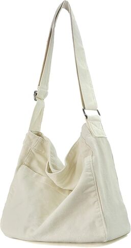 Canvas Crossbody Shoulder Bag Casual Hobo Bag Travel Tote Bag Messenger Bags Cute Large Purse for Women in Kuwait
