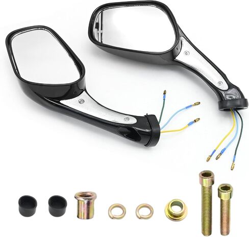 1 Pair Scooter Rearview Mirrors 8mm, Motorcycle Rearview Mirror with Turn Signal Light Scooter Side Mirrors for 50cc 70cc 90cc 110cc 125cc 150cc 200cc 250cc Moped Motorcycle Black in Saudi Arabia