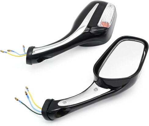 1 Pair Scooter Rearview Mirrors 8mm, Motorcycle Rearview Mirror with Turn Signal Light Scooter Side Mirrors for 50cc 70cc 90cc 110cc 125cc 150cc 200cc 250cc Moped Motorcycle Black in Saudi Arabia