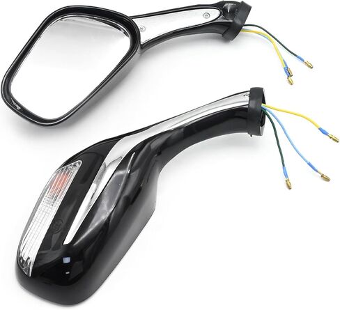1 Pair Scooter Rearview Mirrors 8mm, Motorcycle Rearview Mirror with Turn Signal Light Scooter Side Mirrors for 50cc 70cc 90cc 110cc 125cc 150cc 200cc 250cc Moped Motorcycle Black in Saudi Arabia