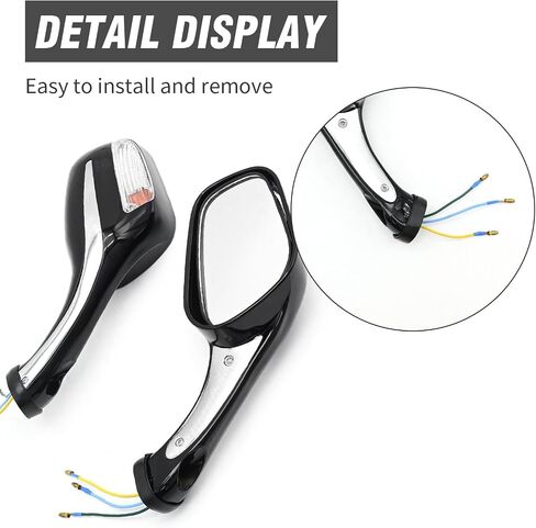 1 Pair Scooter Rearview Mirrors 8mm, Motorcycle Rearview Mirror with Turn Signal Light Scooter Side Mirrors for 50cc 70cc 90cc 110cc 125cc 150cc 200cc 250cc Moped Motorcycle Black in Saudi Arabia