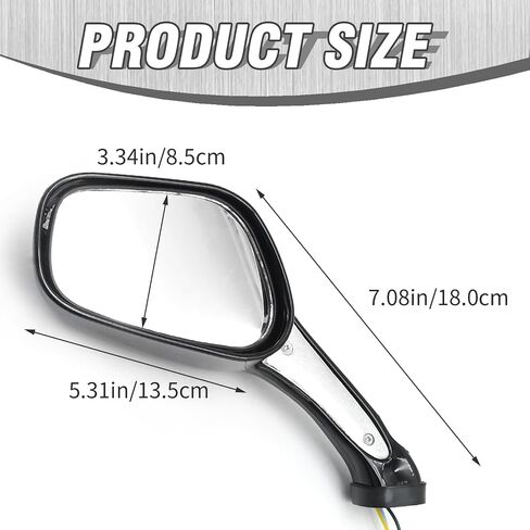 1 Pair Scooter Rearview Mirrors 8mm, Motorcycle Rearview Mirror with Turn Signal Light Scooter Side Mirrors for 50cc 70cc 90cc 110cc 125cc 150cc 200cc 250cc Moped Motorcycle Black in Saudi Arabia