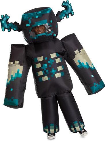 تنكر زي Minecraft Warden Assume ، Minecraft الرسمي تضخيم بذلة مع مروحة تضخيم الهواء ، وحجم البالغين in Saudi Arabia