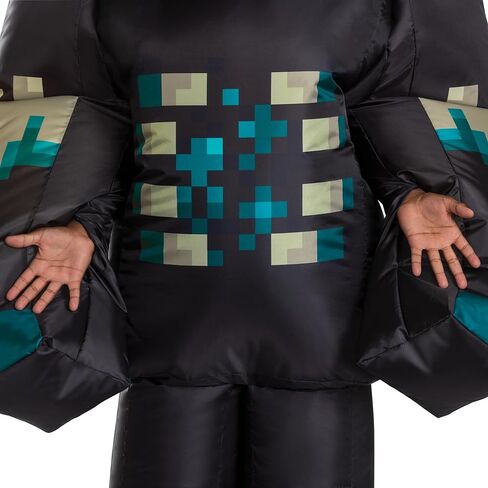 تنكر زي Minecraft Warden Assume ، Minecraft الرسمي تضخيم بذلة مع مروحة تضخيم الهواء ، وحجم البالغين in Saudi Arabia