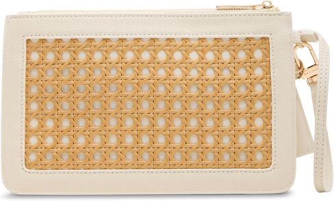 Anne Klein Womens Caning Trio Pouch Set, Natural/White in Saudi Arabia