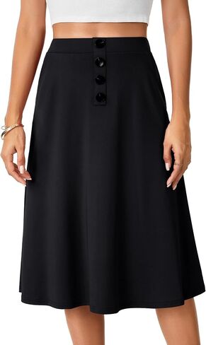 Lyaner Women's High Wehist A Line Button Front Midi Virts مع جيب in Saudi Arabia
