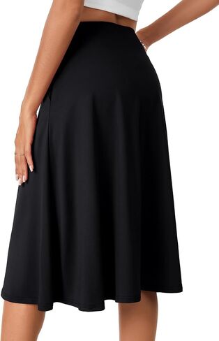 Lyaner Women's High Wehist A Line Button Front Midi Virts مع جيب in Saudi Arabia