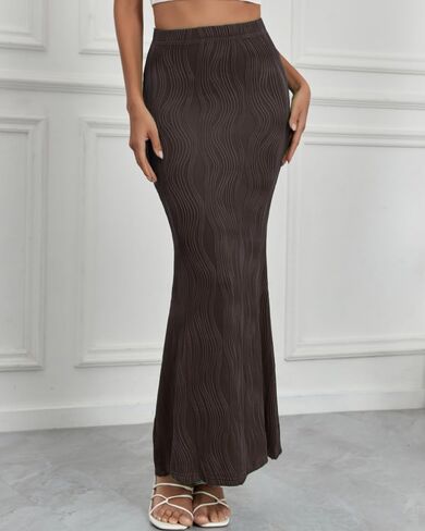 Sulozom Women's Summer Casual High Waist Bodycon Fishtail Mermaid Maxi Long Skirt in Kuwait
