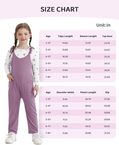 Toddler Girl Clothes Girls Jumpsuit Fall Winter Round Neck Long-Sleeved Top and Overalls with Pockets 2-8 Years in Kuwait