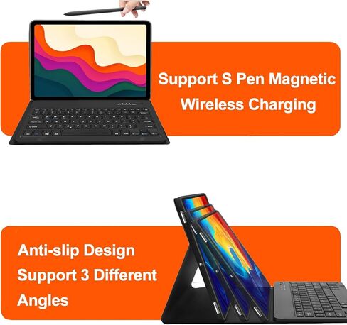 حافظة لوحة مفاتيح Samsung Galaxy Tab S9 2023/S8 2022/S7 2020 مقاس 11 بوصة، غطاء حامل قابل للطي مع حامل قلم S، حافظة ذكية نحيفة مع لوحة مفاتيح بلوتوث متعددة الاستخدام لجهاز Galaxy 11 بوصة، أسود in Saudi Arabia