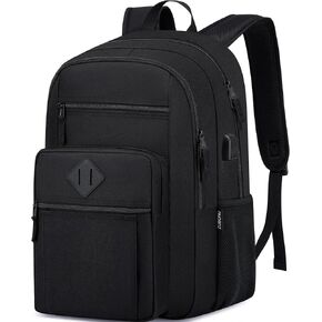 Unisex Black Backpack for School, Lightweight Boys Girls Backpack with USB Port Fits 15.6 Inch Notebook, Water Bottle Pocket - Ideal for Teens, College Students, Adults in Kuwait